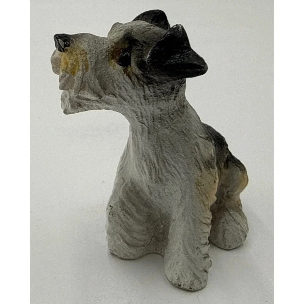 Vintage Schnauzer Dog Hand Painted Figurine Resin Stone 1.50